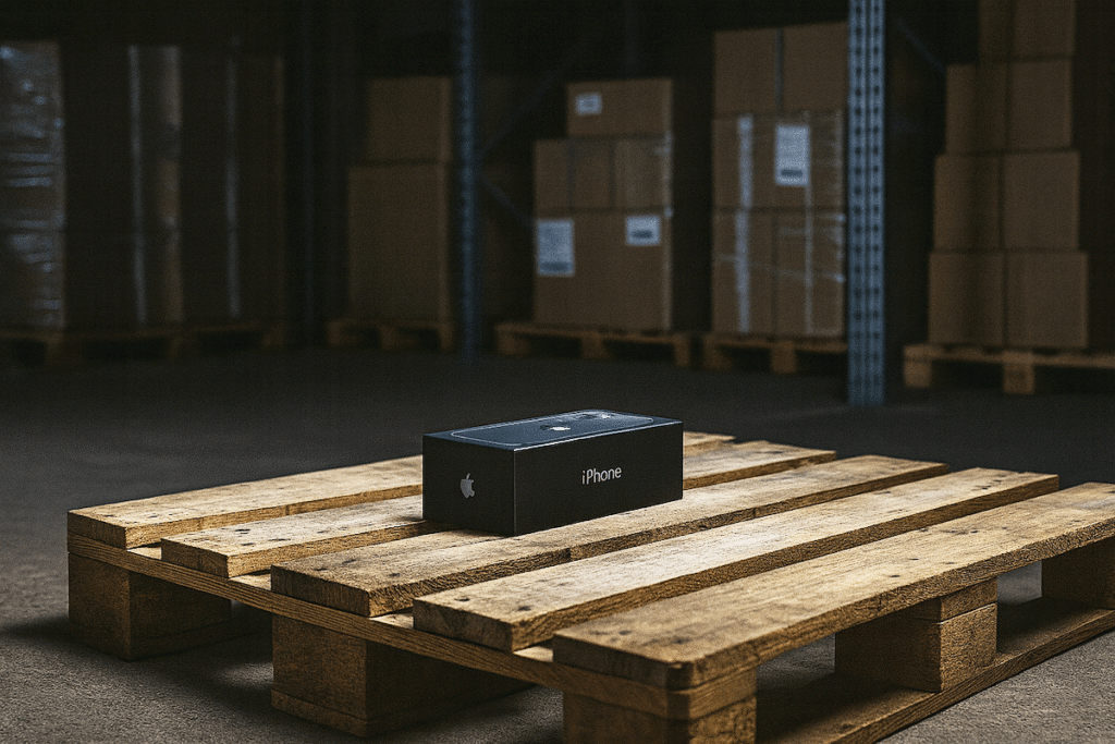 lonely iPhone in warehouse
