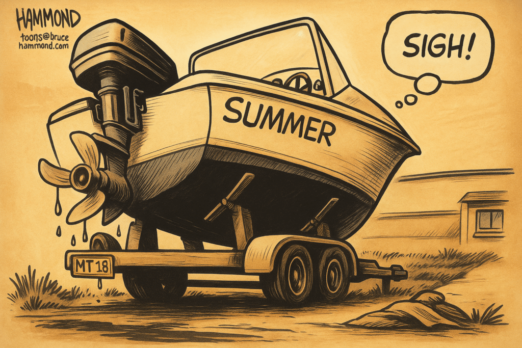 boat sighing summer over