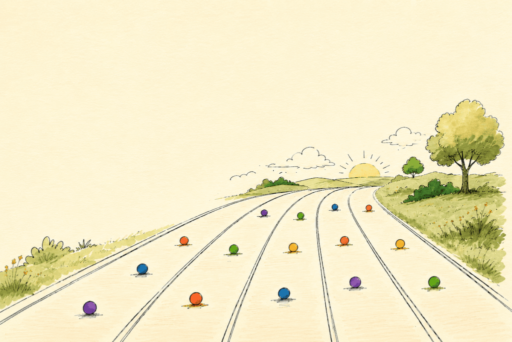 Five lanes, one sunrise. The AI story right now isn't a single race, it's five of them running at once.